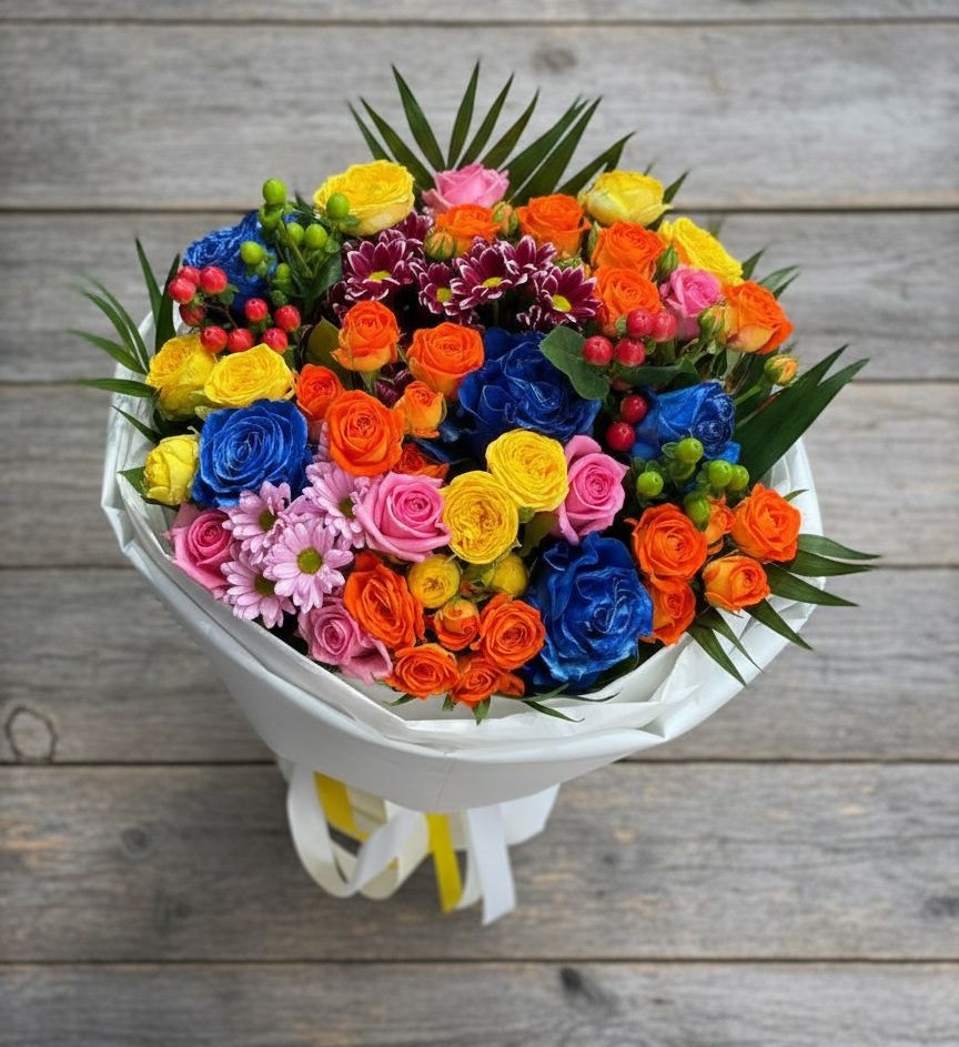 Букет цветов из: Розы и Хризантемы в Олу