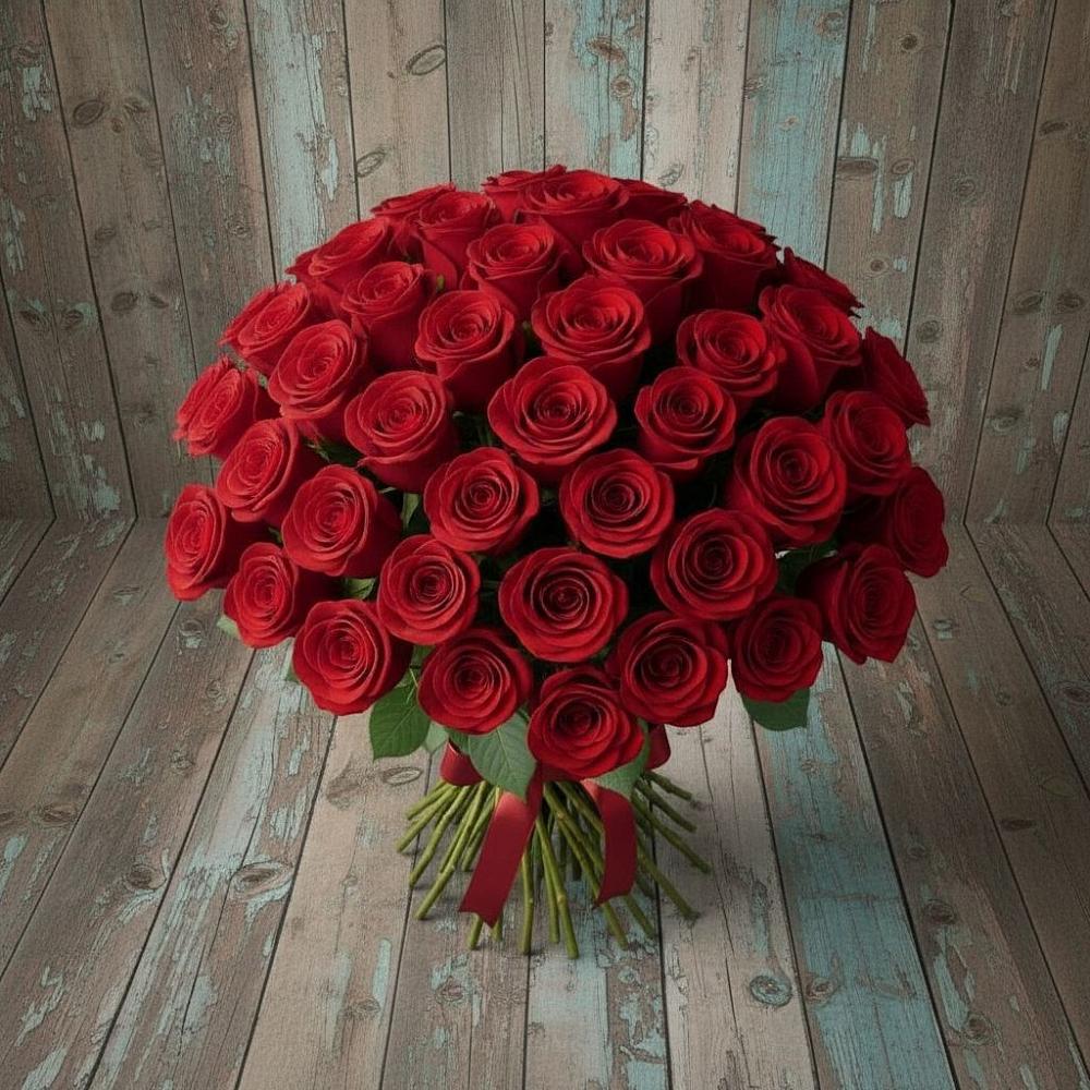 Букет 55 Красных роз Фридом в Олу