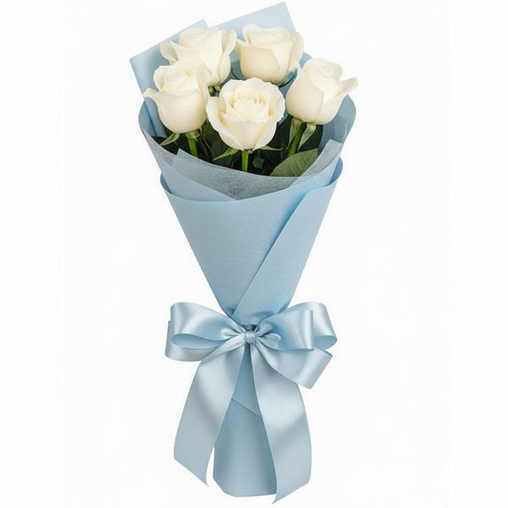 Букет 5 Белых роз Проуд в Олу