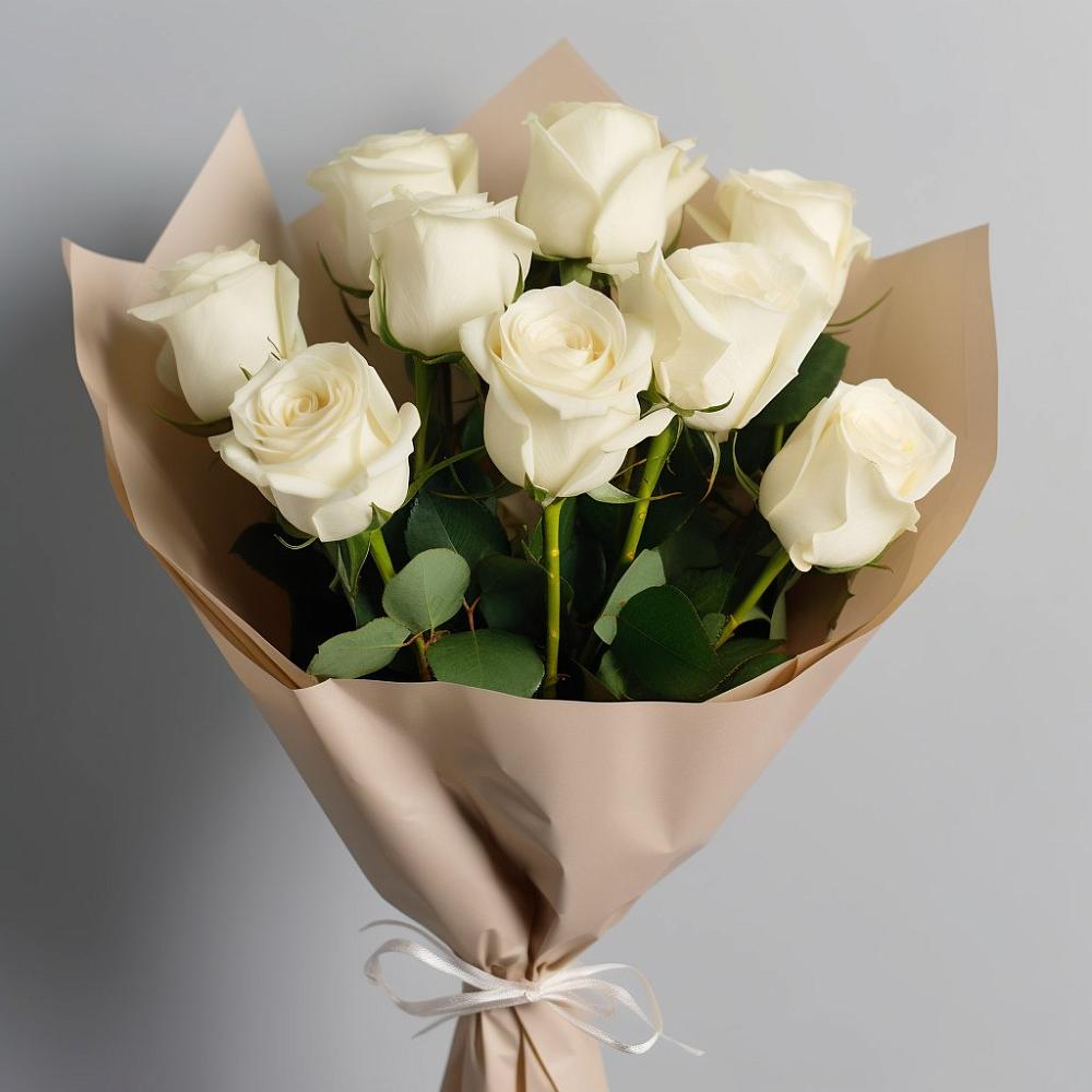 Букет 9 Белых роз Эдлесс Лав в Олу