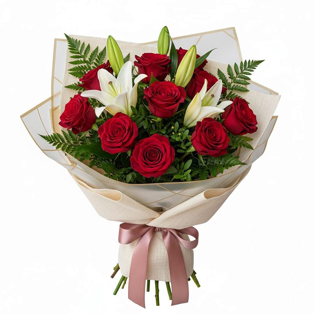 Букет цветов из: Лилии и Розы в Олу