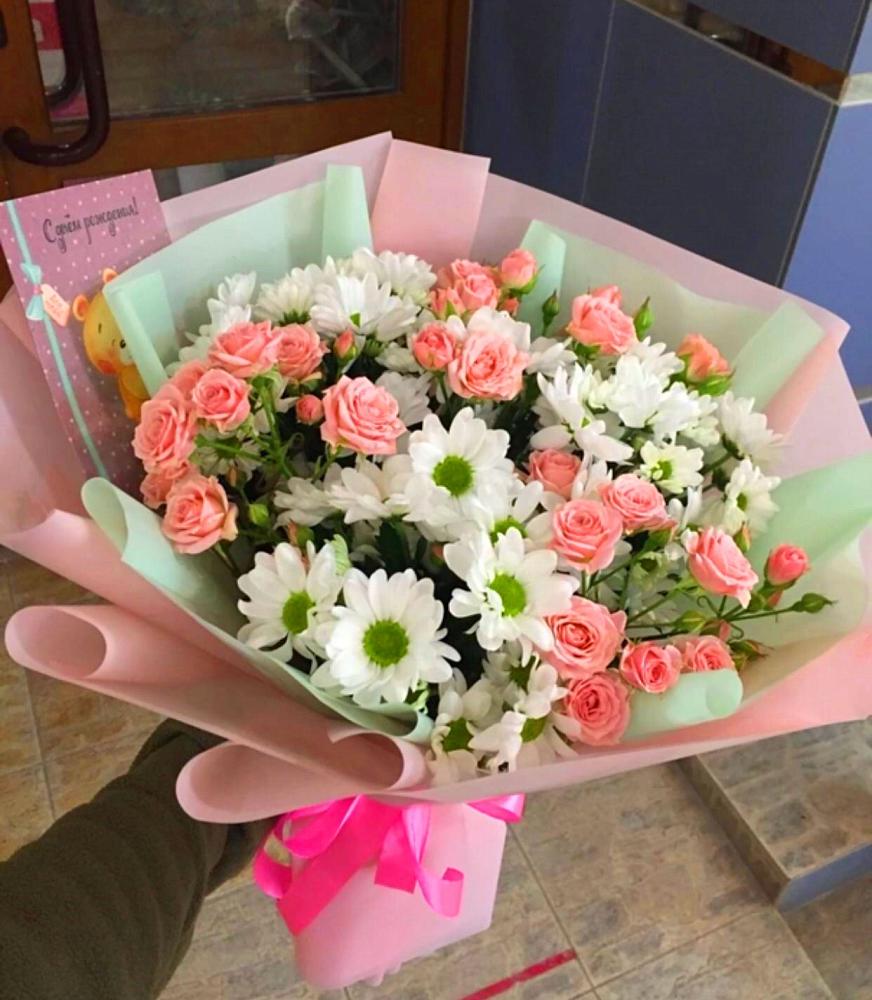 Букет цветов из: Розы и Хризантемы в Олу