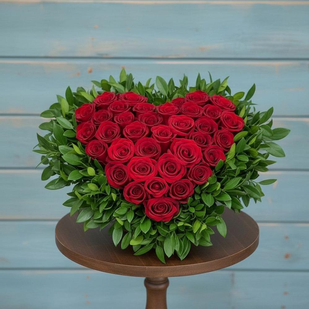 Цветочная композиция из Розы в виде сердца в Олу