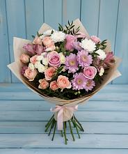 Букет цветов из:  Хризантемы, Розы и Альстромерии в Олу