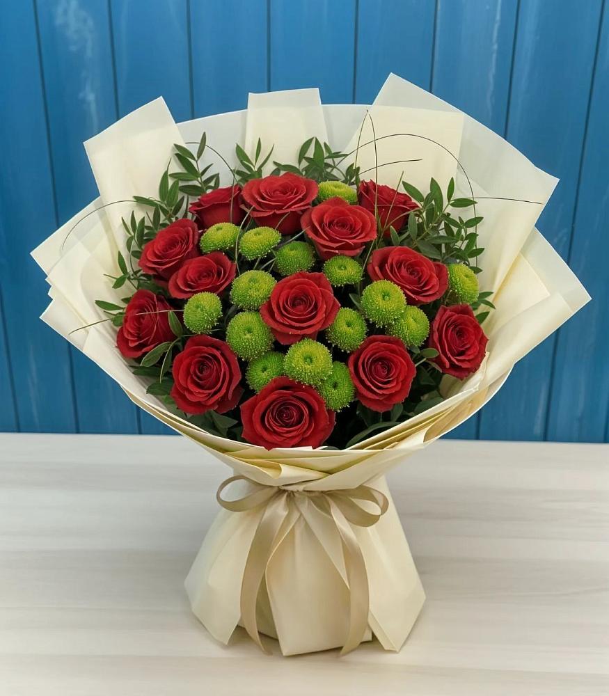 Букет цветов из: Розы и Хризантемы в Олу